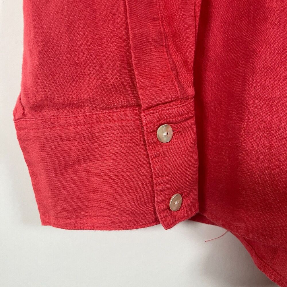 Lilly Pulitzer‎ 100% Linen Button Up Shirt Coral XL Stevey Relaxed Lightweight - Picture 7 of 11